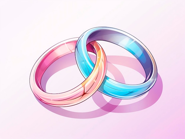 Illustration of a pair of wedding rings on a white backgroundAI Generated