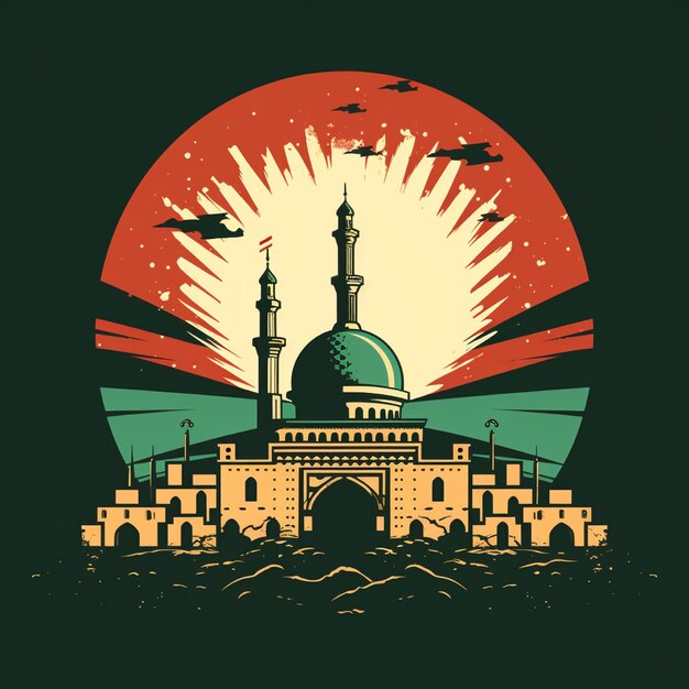 Photo illustration of a palestinian combination mosque