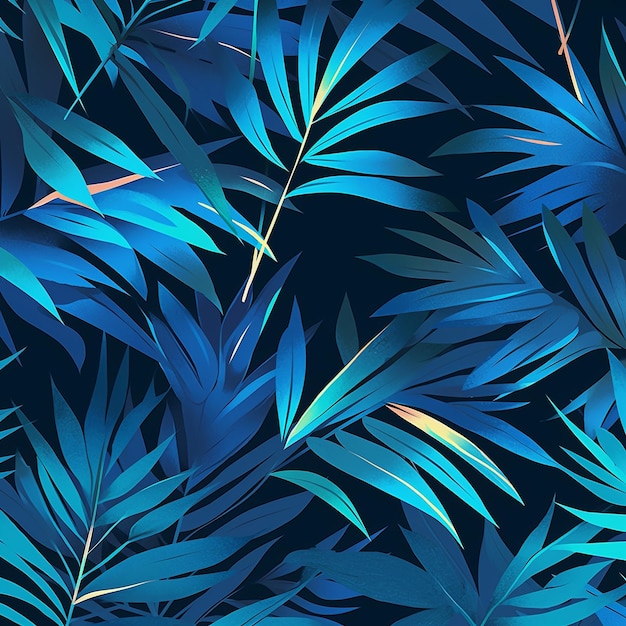 illustration Palm branch background in blue