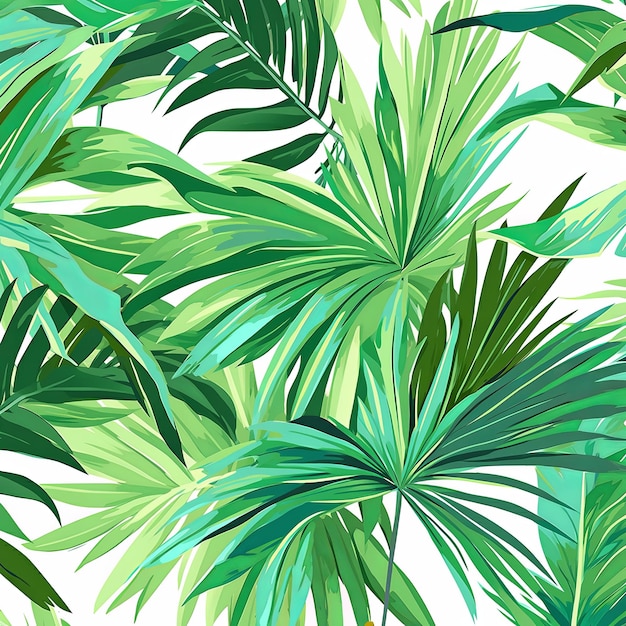 illustration Palm branch background in green