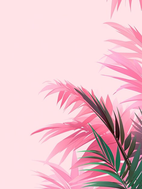 Photo illustration palm branch background in pink