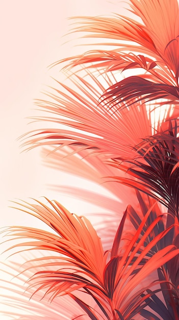 illustration Palm branch background in red