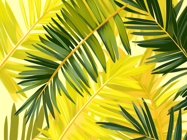 illustration Palm branch background in yellow