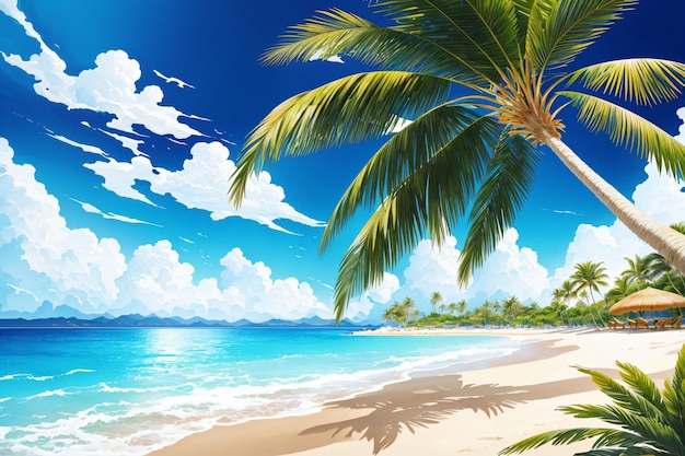 illustration of Palms tree and beach