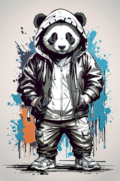 Photo illustration of a panda playing skateboard