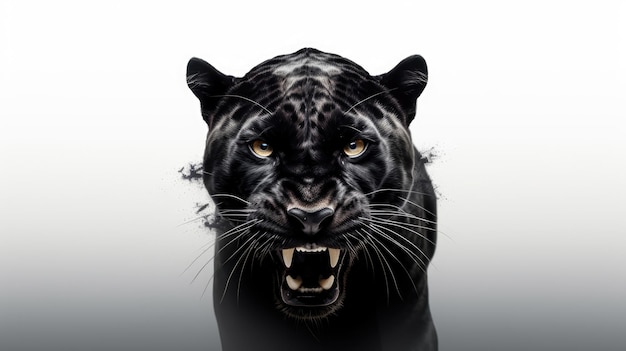 Illustration of panther on a white background with copy space