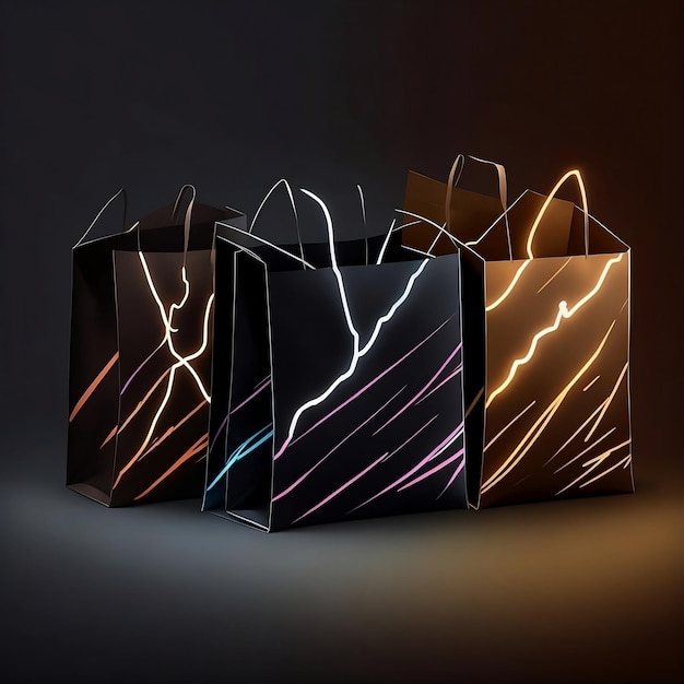 illustration of paper bags on black background