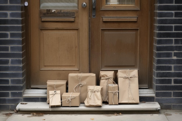 Photo illustration of parcel box placed in front of the door