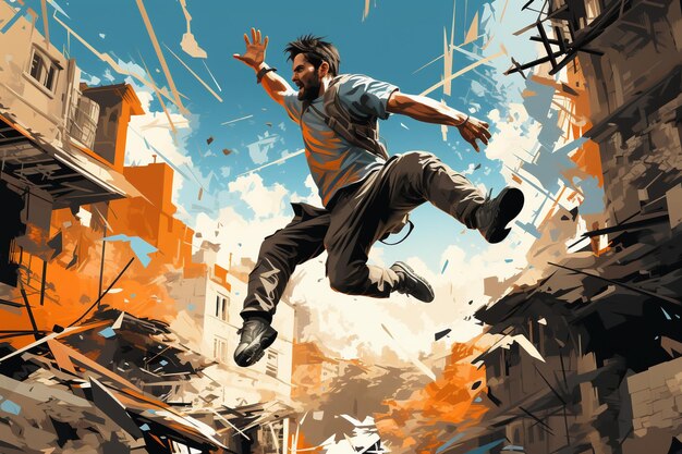 Foto un'illustrazione del parkour