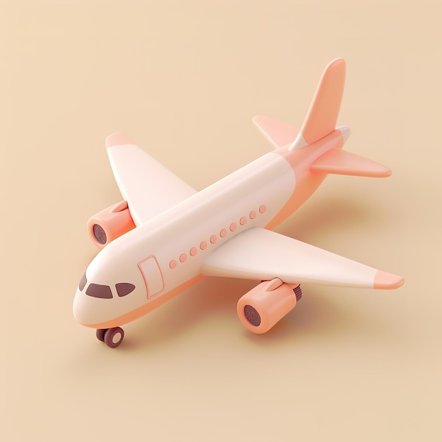 Photo illustration of a pastel colored toy airplane on a beige background