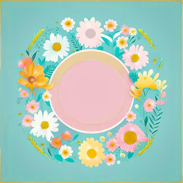 Illustration of a pastoral bouquet of meadow grasses in pastel colors with a frame for the logo