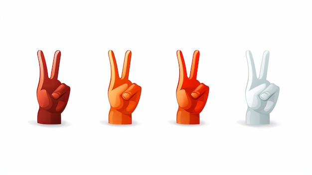 Foto illustrazione di peace sign icon peace sign victory hand set peace generative ai