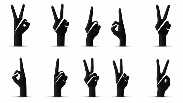 ピース・サイン (Peace Sign) アイコン 勝利のサイン パース・セット (Generative Ai)