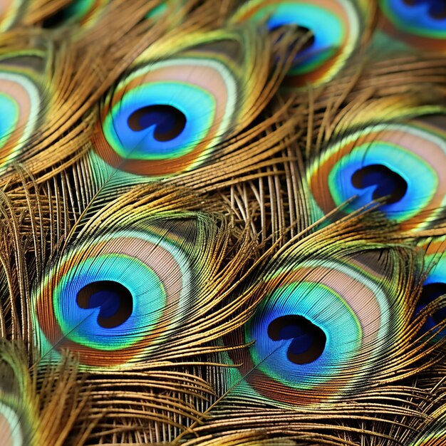 Photo illustration of peacock feathers high detail clear and realistic