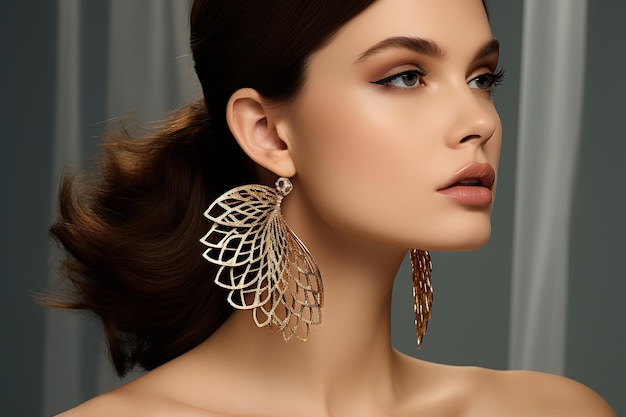 Photo illustration of pendientes de fiesta dorados para chicas