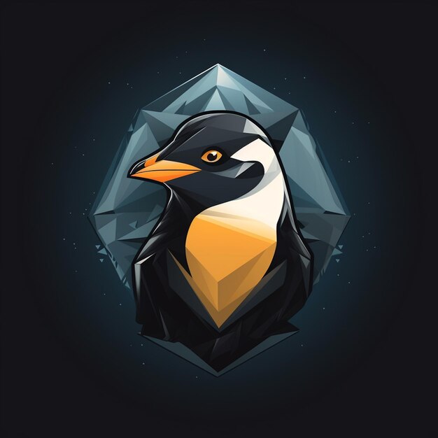 Illustration of a penguin with geometric shapes