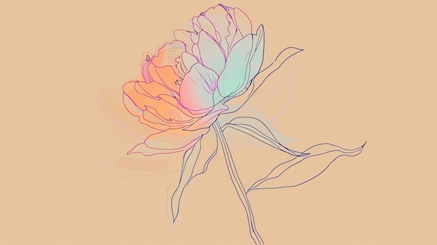 Photo an illustration of a peony flower in a simple and elegant style