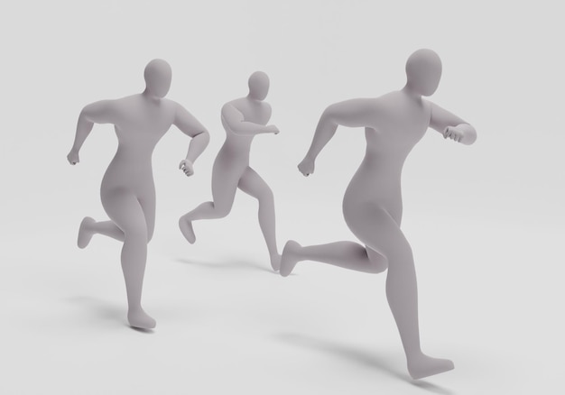 Illustration of People Running in Groups