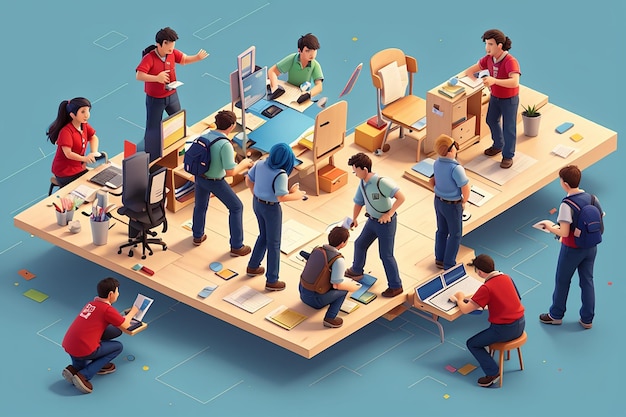 Photo illustration of people working together
