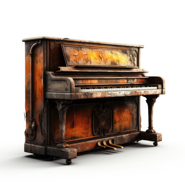写真 錆びたシーンで完璧にキャプチャされた放棄されたピアノの図