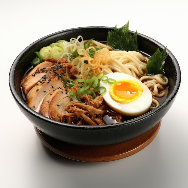 Foto illustrazione zuppa ramen perfetta con porro nori shiitake