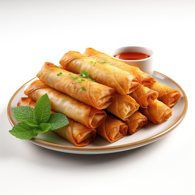 Photo illustration perfectly displayed spring rolls