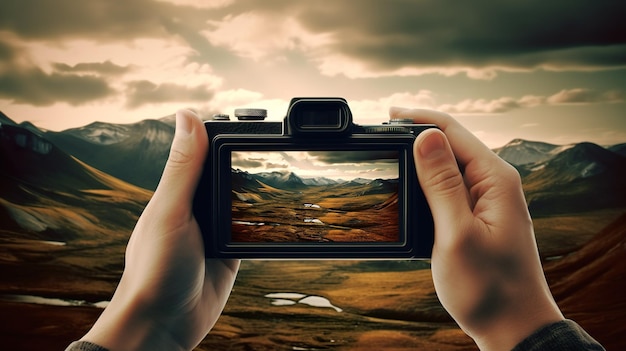 Illustration of a person capturing a moment with a camera in their hands