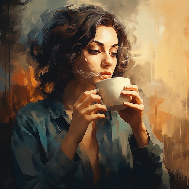 illustration of a person drinking a coff