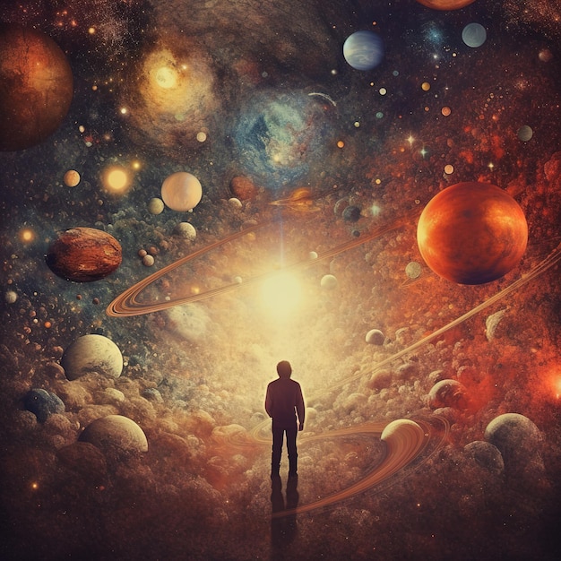 Foto illustrazione di una persona che guarda l'universo