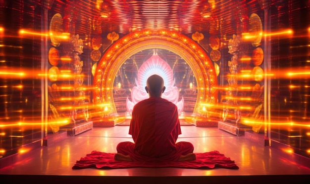 Illustration of a person meditating on a bright background