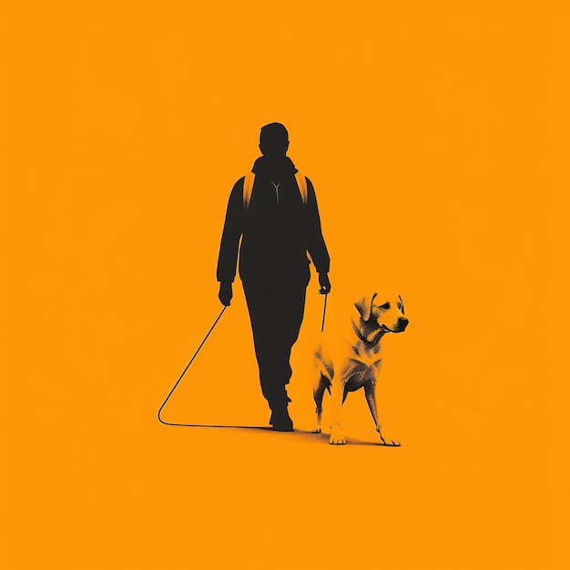 Illustration of a person with his dog