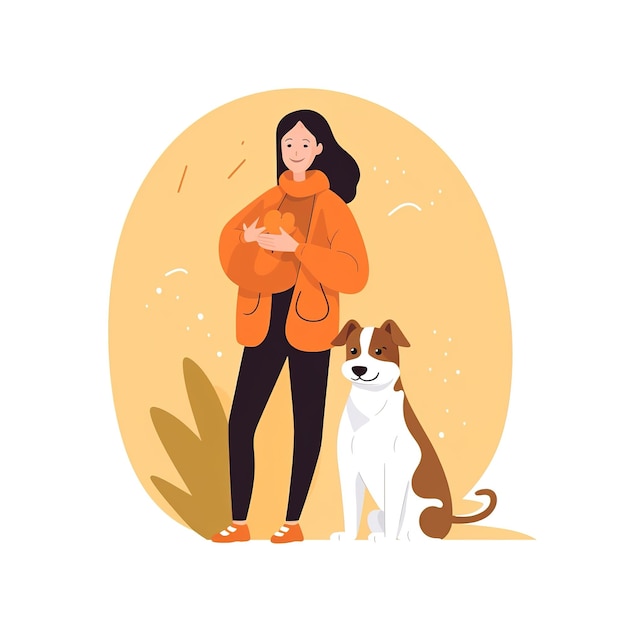 illustration of a person with his dog