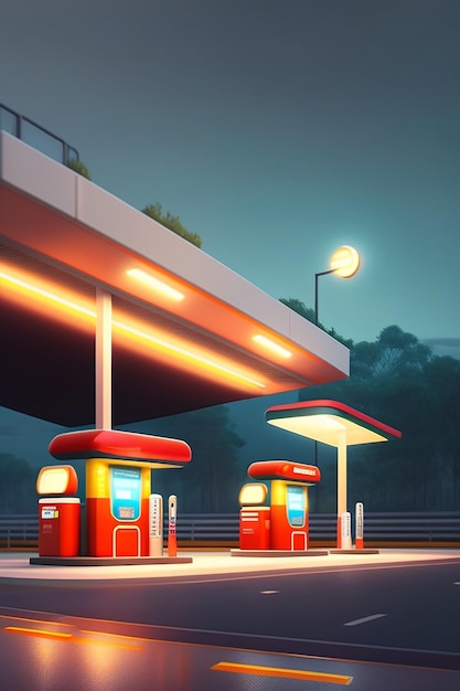 illustration of petrol station