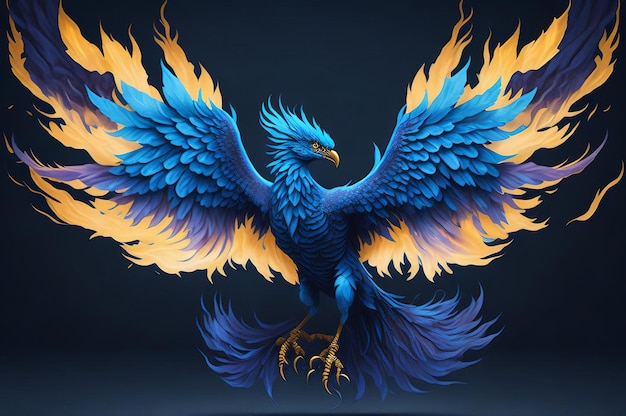 Illustration of a phoenix in fire