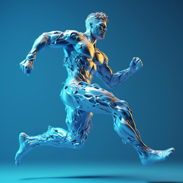 illustration of Photo 3d illustration with male figure running and