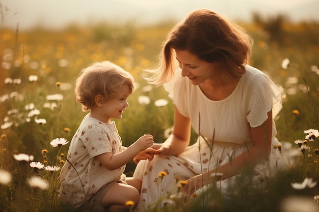 illustration of a photo of a mother playing with her child