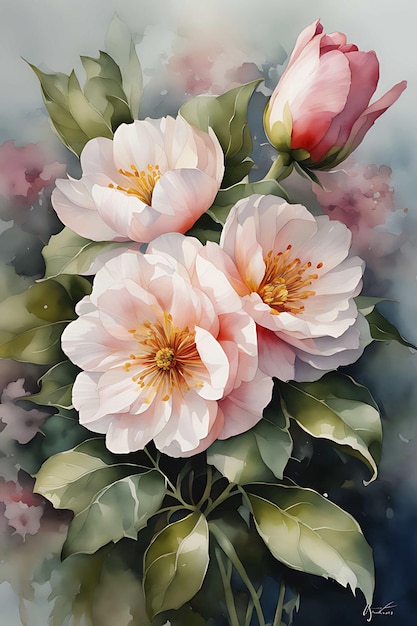 Illustration photo of wonderful flowers in watercolor style