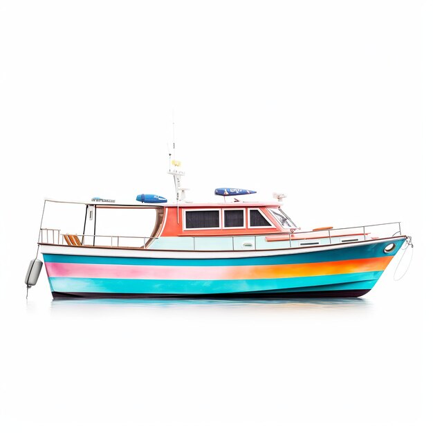 illustration of A photograph of a colorful tall boat isolated placed