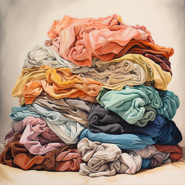 illustration of pile of fabric watercolor