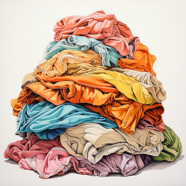 illustration of pile of fabric watercolor