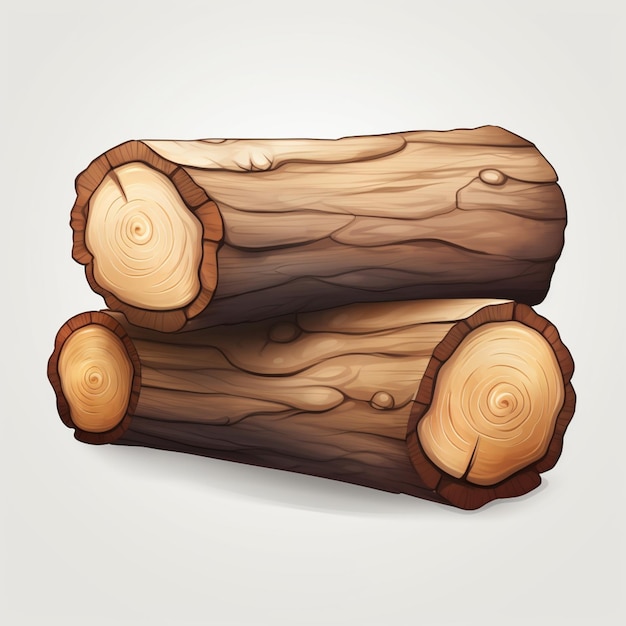 Photo illustration of a pile of logs on a white background generative ai