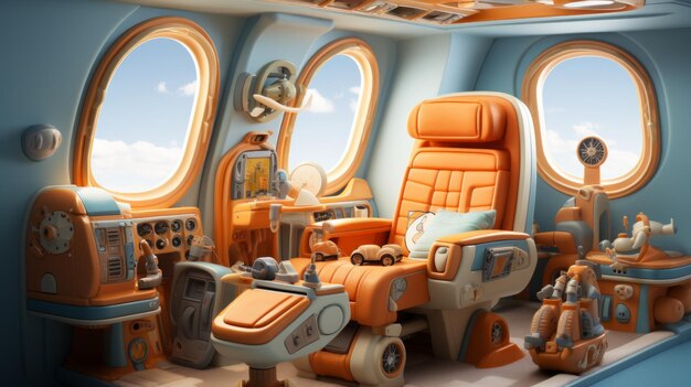 Photo an illustration of a pilots seat in a spaceship