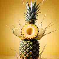 Photo illustration of pineapple with water splash