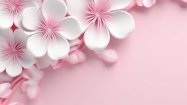 Photo illustration of a pink background with white flowers on it