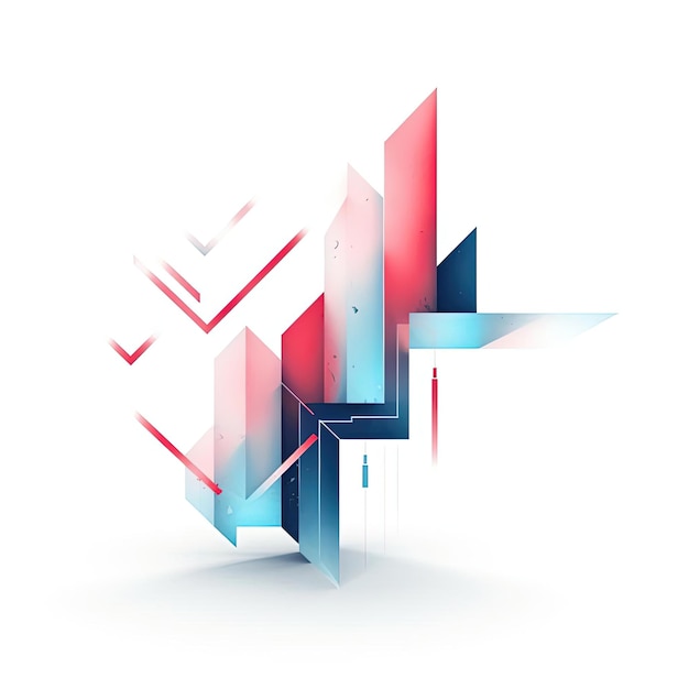 a illustration of a pink and blue arrow in the style of muted