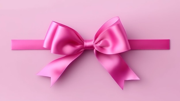 Photo illustration of a pink ribbon with a bow on a pink background