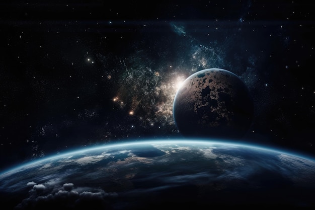 Photo illustration of the planet earth as seen from outer space generative ai