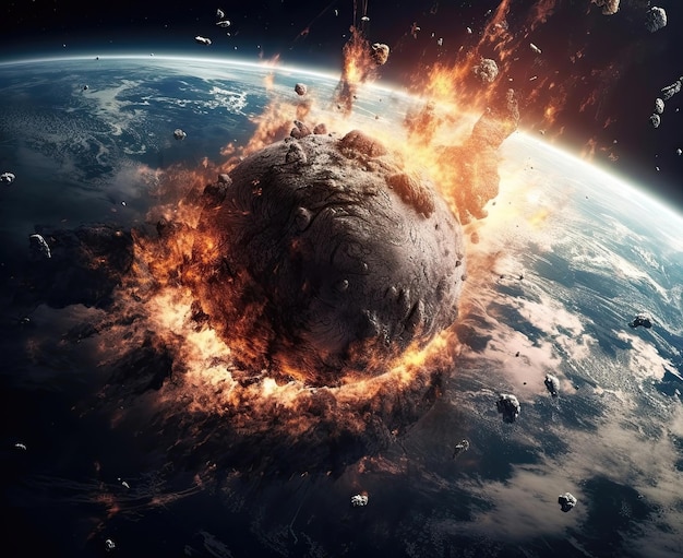 Illustration of the planet Earth burning Burning world earth