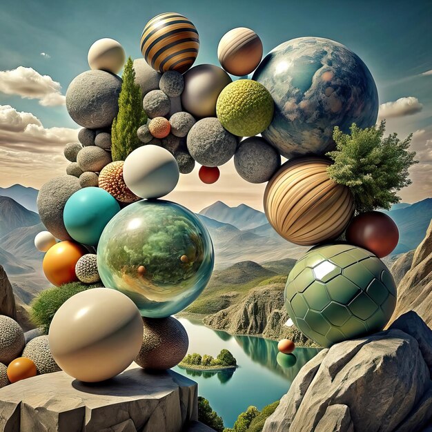 Foto illustrazione del pianeta terra con piante natura suolo e rocce