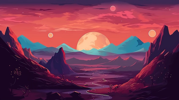 illustration planet fantastic landscape